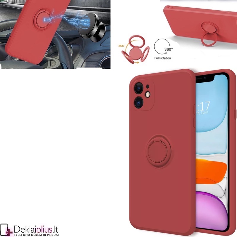 Švelnaus silikono dėklas su žiedu - raudonas (Apple Iphone 11) Švelnaus silikono dėklas su žiedu - raudonas (Apple Iphone 11)